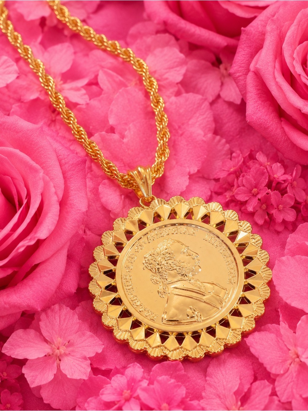 Gold Coin Pendant Necklace - Women Jewelry